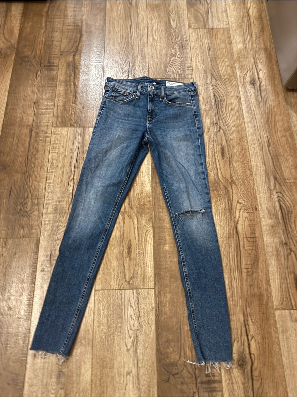 Rag and bone Blue Women's Skinny Jeans with Distressed Hem